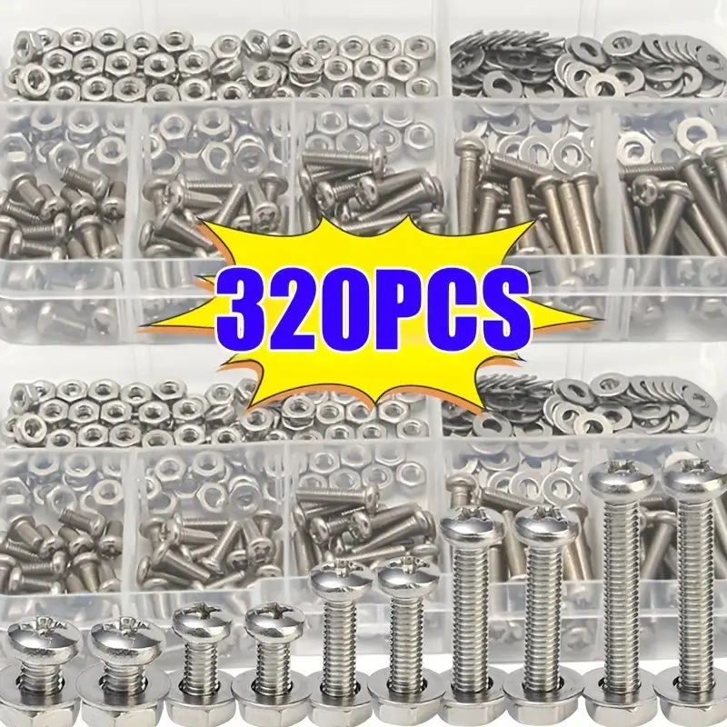 Furniture Hardware Nut - 320 adet altıgen somun ve cıvata