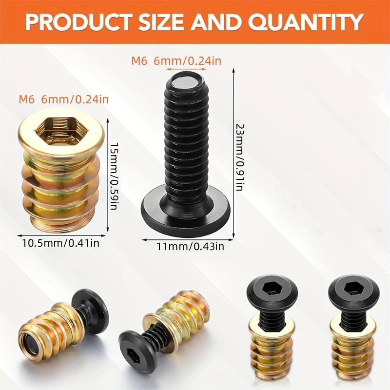 Furniture Hardware Nut - 10 adet somun dişli ekler kombinasyonu